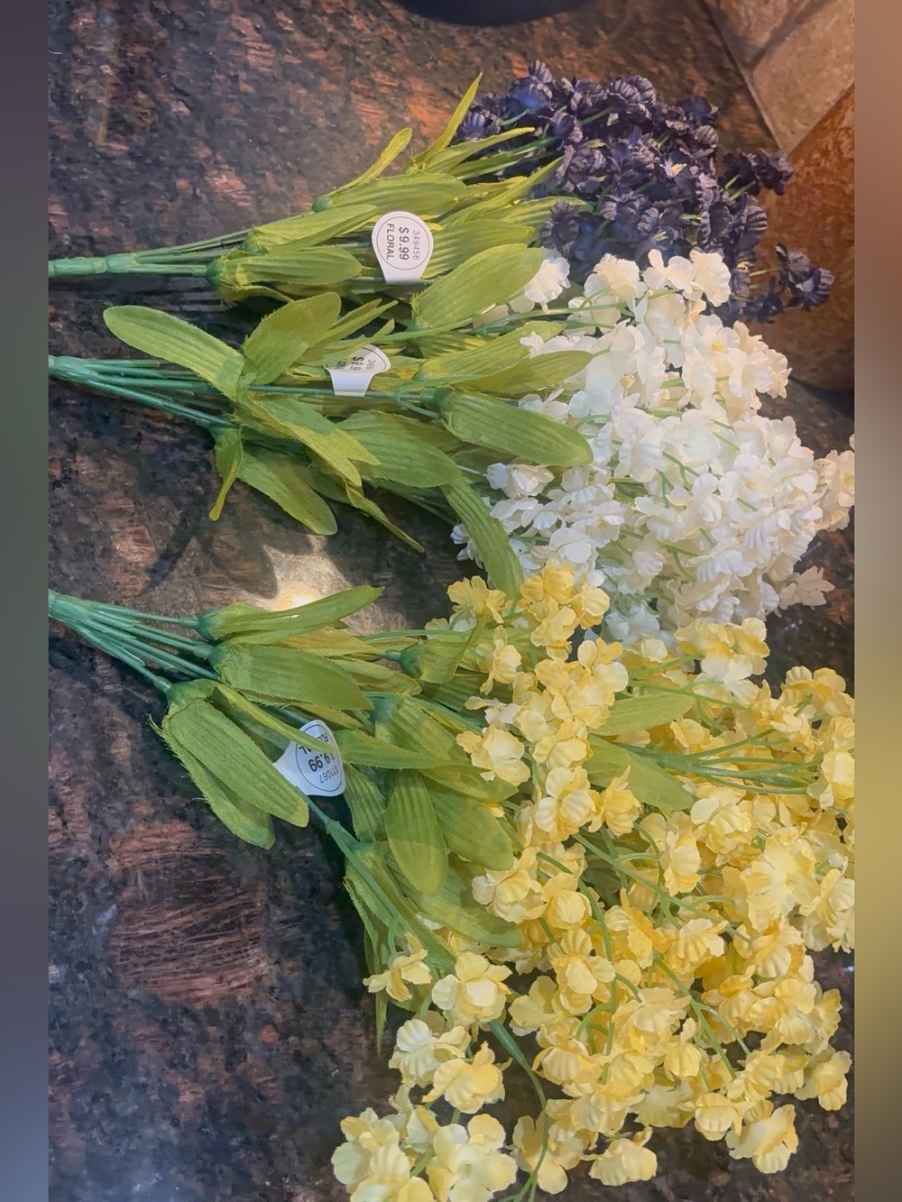 NWT Hobby Lobby Faux Floral Stems Bundle - Yellow, White, Blue